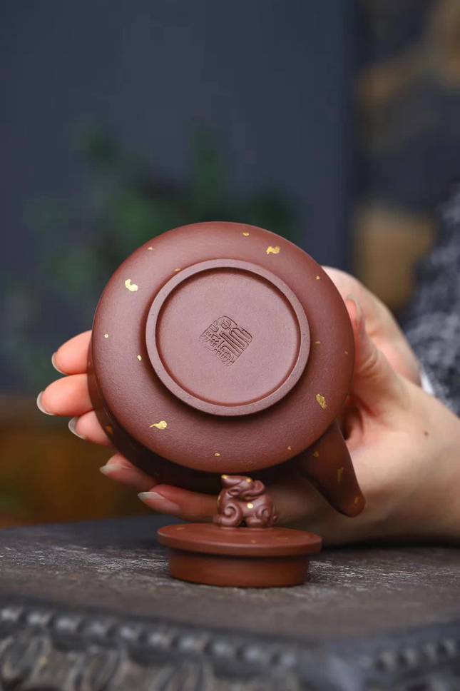 宜兴紫砂壶:【狮钮提梁】实力派徐建军 原矿珍稀底槽清 225cc