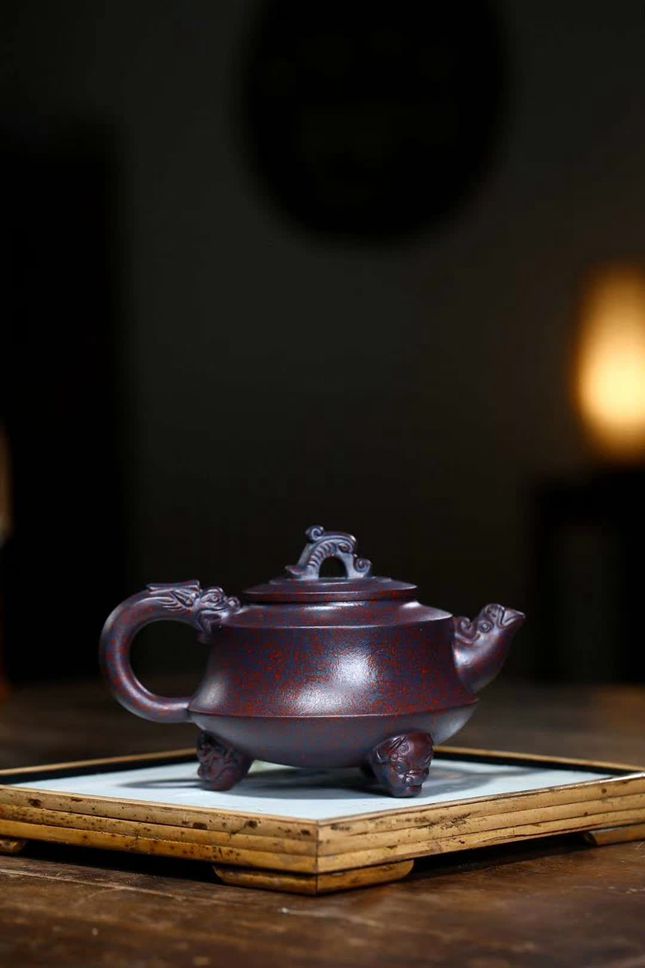 宜兴紫砂壶:【三足龙】王其明 国家级工艺美术师 原矿