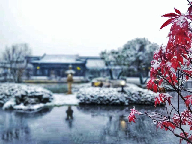 阳羡溪山雪景