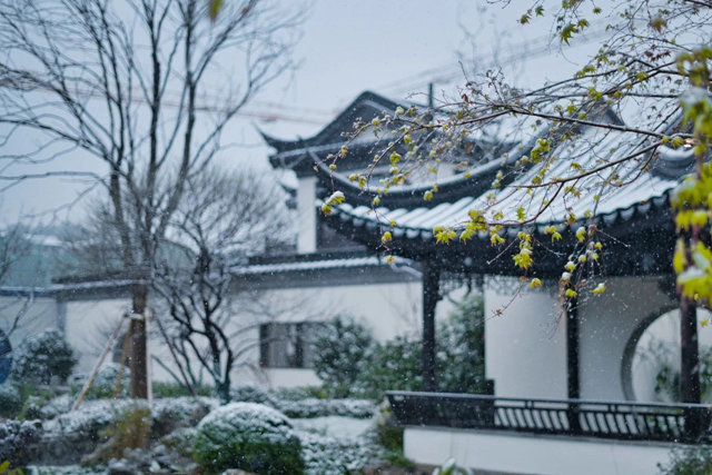 阳羡溪山雪景