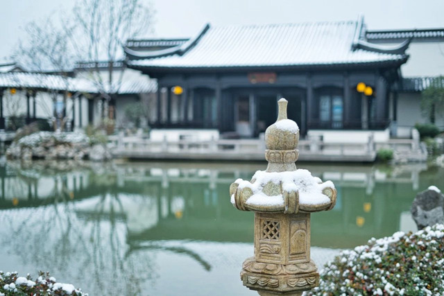 阳羡溪山雪景