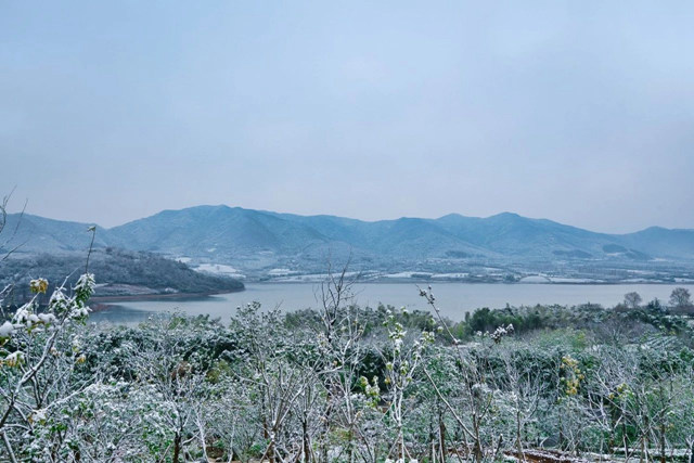 阳羡溪山雪景